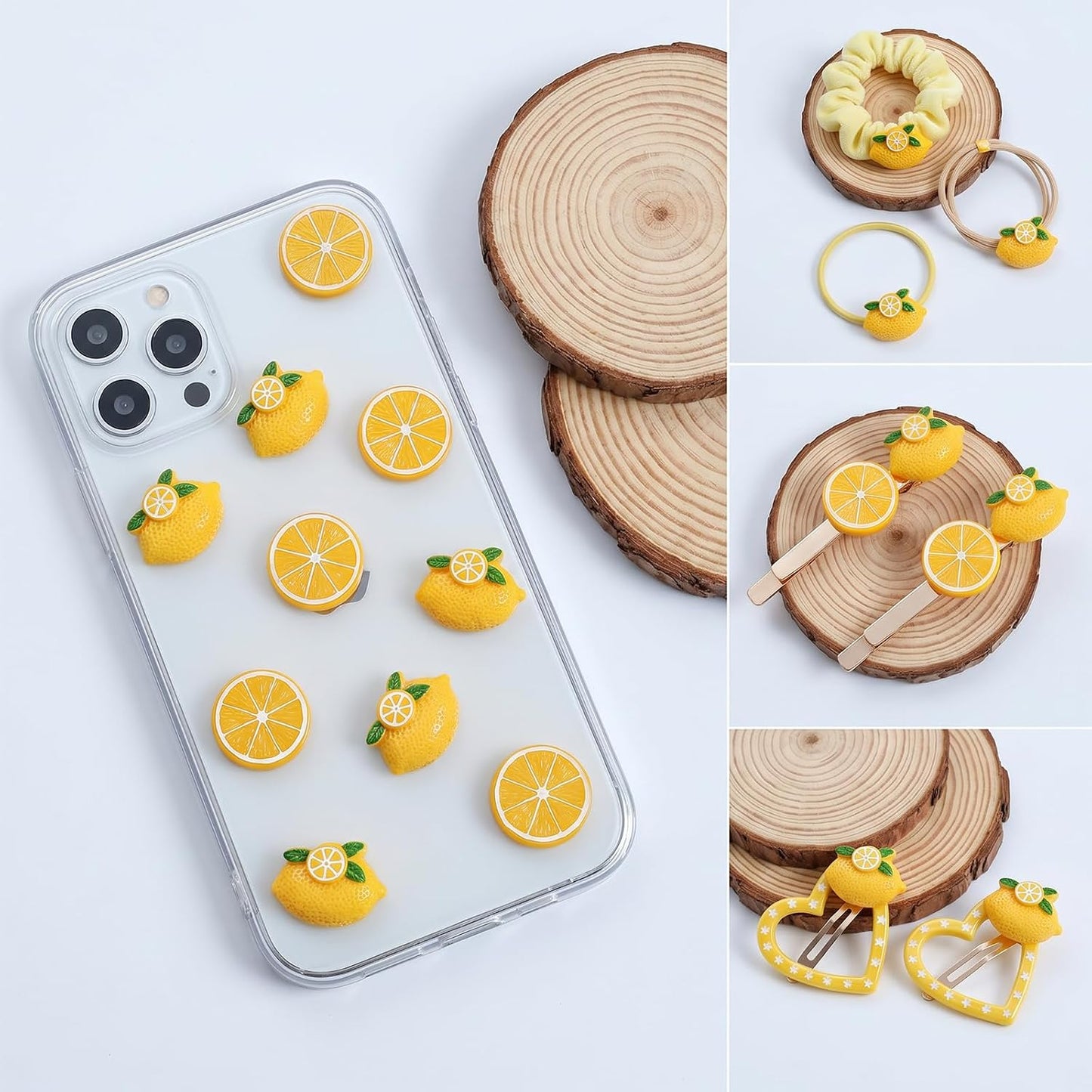 100Pcs Lemon Charms Faux Lemons Slice, Mini Fake Lemon Slices | Flatback Resin Decor for Jewelry Making & DIY Craft Embellishments