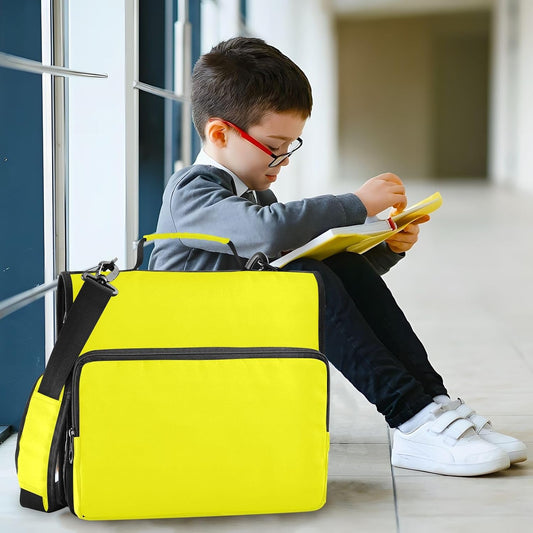 Zipper Binder 3 Ring Binder 1.5 Inch with Zippers Shoulder Strap & Handle Binders Organizer Bag Yellow
