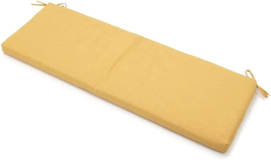 All Weather Patio Bench Cushions for Outdoor Furniture with Fabric Ties & Zipper Closure 54" Wide | Solid Lemon Yellow Color Soft Cozy Comfortable | UV Fade Resistant Rectangular Loveseat Cushion