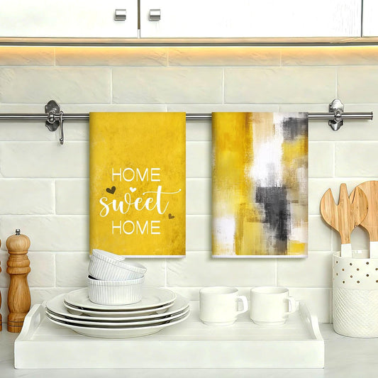 4 Pcs Yellow Kitchen Dish Towels Bathroom Hand Towels Absorbent Farmhouse Washcloths for Summer Bathroom Decor Kitchen Accessories Gifts