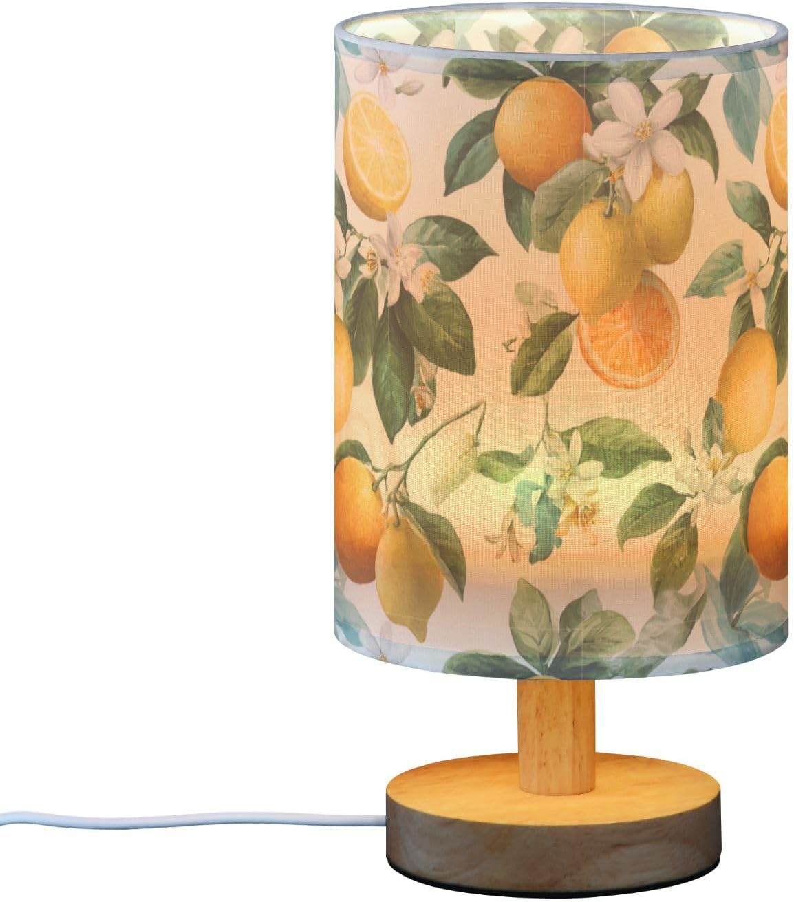 Bedside Table Lamp Lemon Yellow Citrus Fruits (52) Kids Nightstand Lamp Night Light Fabric Shade for Bedroom Living Room Home Office