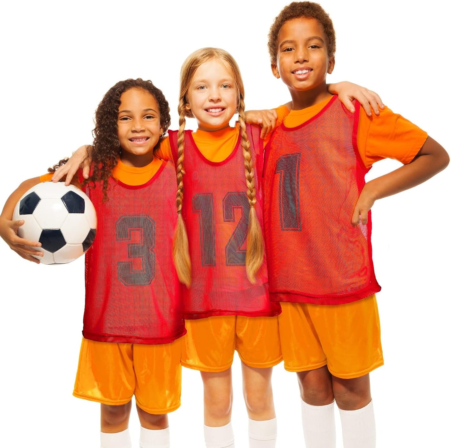 24 Pcs Youth Pinnies Soccer Pinnies Training Vest Adult Mesh Reversible Numbered Football Jersey