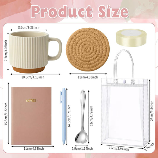 36 Pcs/6 Sets Baby Shower Prizes for Winners Include Ceramic Mugs with Spoons Woven Coasters Notebooks with Pens Clear PVC Gift Bags for Bridal Shower Party Favors (Yellow)