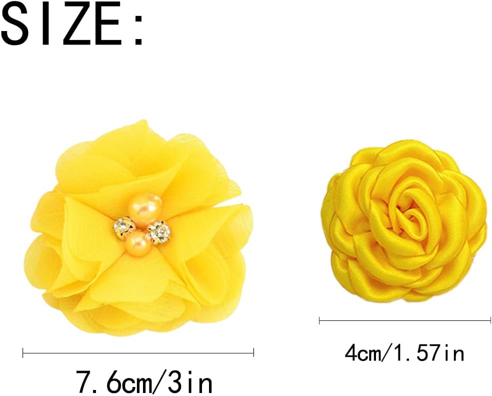 2 Pair Yellow Shoe Clips Yellow Flower Clips for Shoes Kitten Heels Decorations Beachy Heels Accessories for Wedding Party Summer Vacation