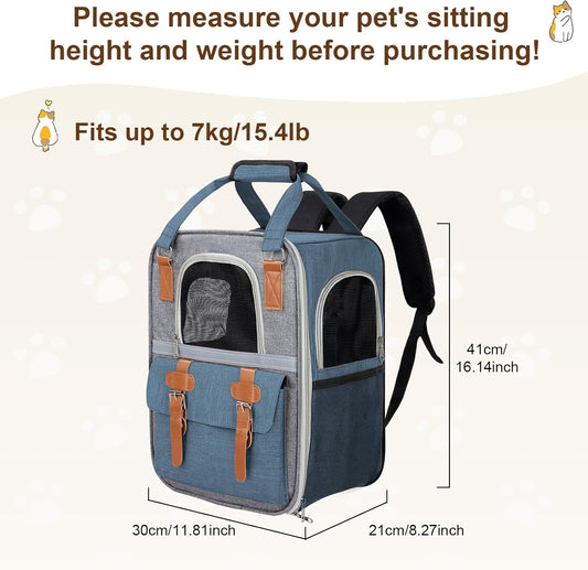  Cat Carrier Backpack, Airline Approved Mesh Dog Backpack with Breathable, Hiking, Travel, Camping, Pet Carriers Backpack for Large Cats and Small Dogs - Holds Pets up to 15 Lbs (Yellow)