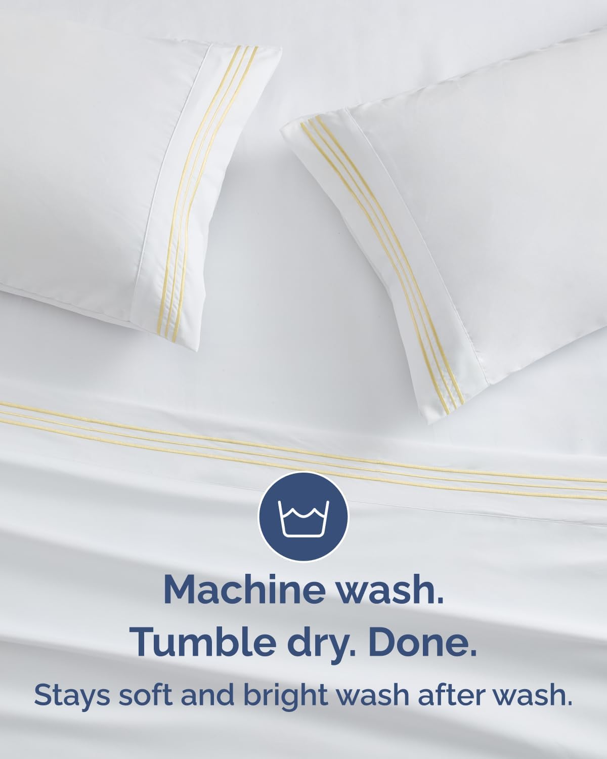 Extra Thick Heavyweight King Size 4 Piece Bed Sheet Set - Embroidery Bed Sheets - Ultra-Soft & Wrinkle Free - Super Luxury Queen Bed Set - Premium Hotel Quality Bedding w/ Deep Pockets - Butter Yellow