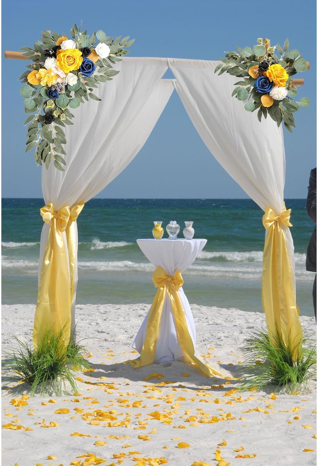 Yellow Wedding Arch Flowers, Faux Flower Swag Set of 2, Yellow Floral Swag for Wedding Arch Welcome Signs, Reception Ceremony Signs Decor
