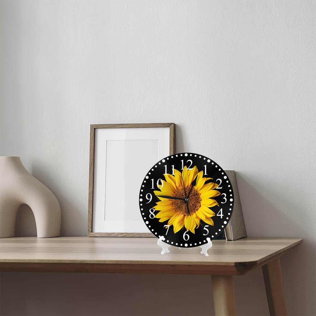 Clock Lemon Slice Style Wall Clock 10 Inch Silent Non-Ticking Clocks Battery Operated for Home Living Laundry Room Kitchen Bedroom Office
