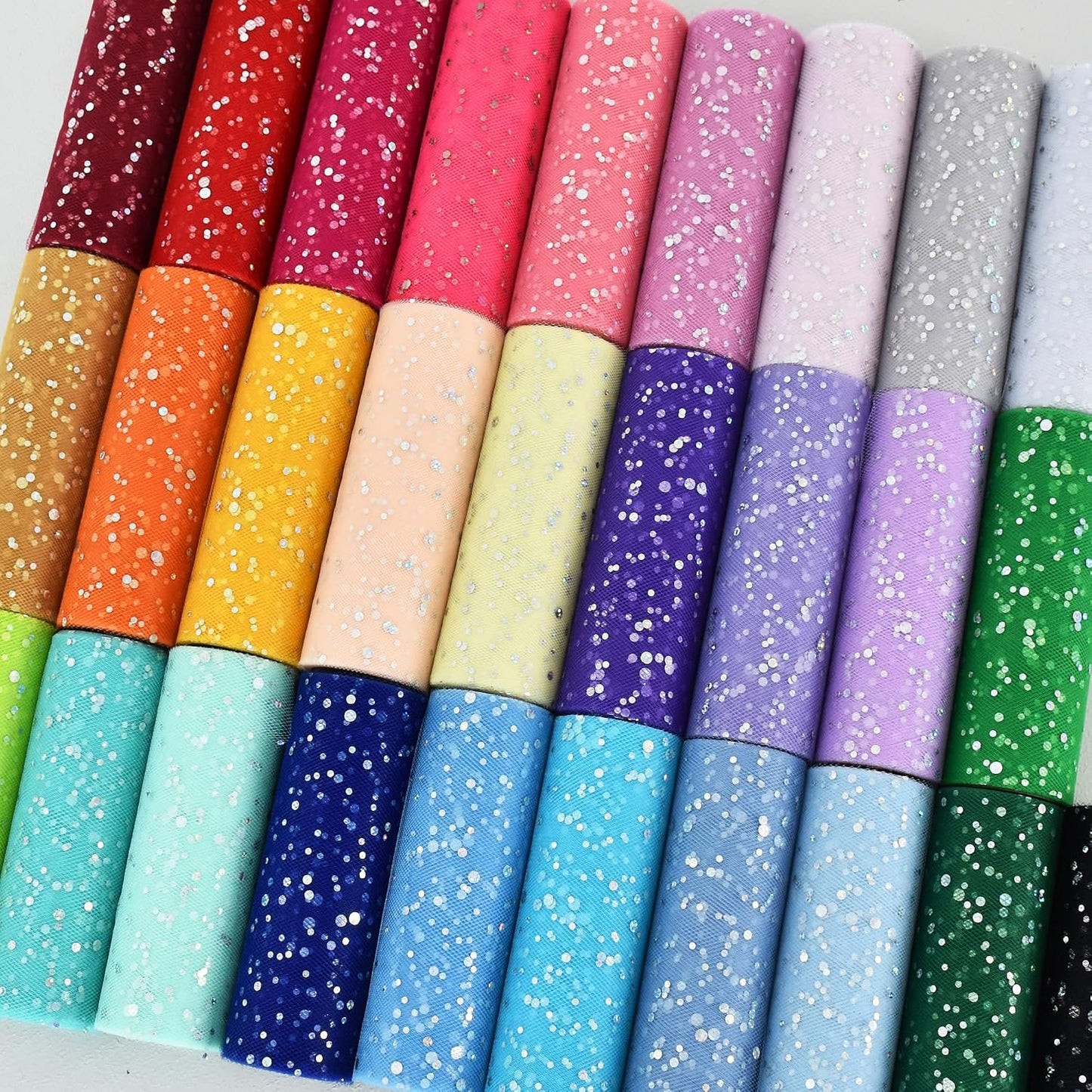 Light Yellow Glitter Tulle Rolls 6 Inch by 10 Yards Sequin Tulle Fabric Ribbon for DIY Tutu Skirt Sewing Bow Decorations Craft Supplies Birthday Wedding Baby Shower Party Decoration