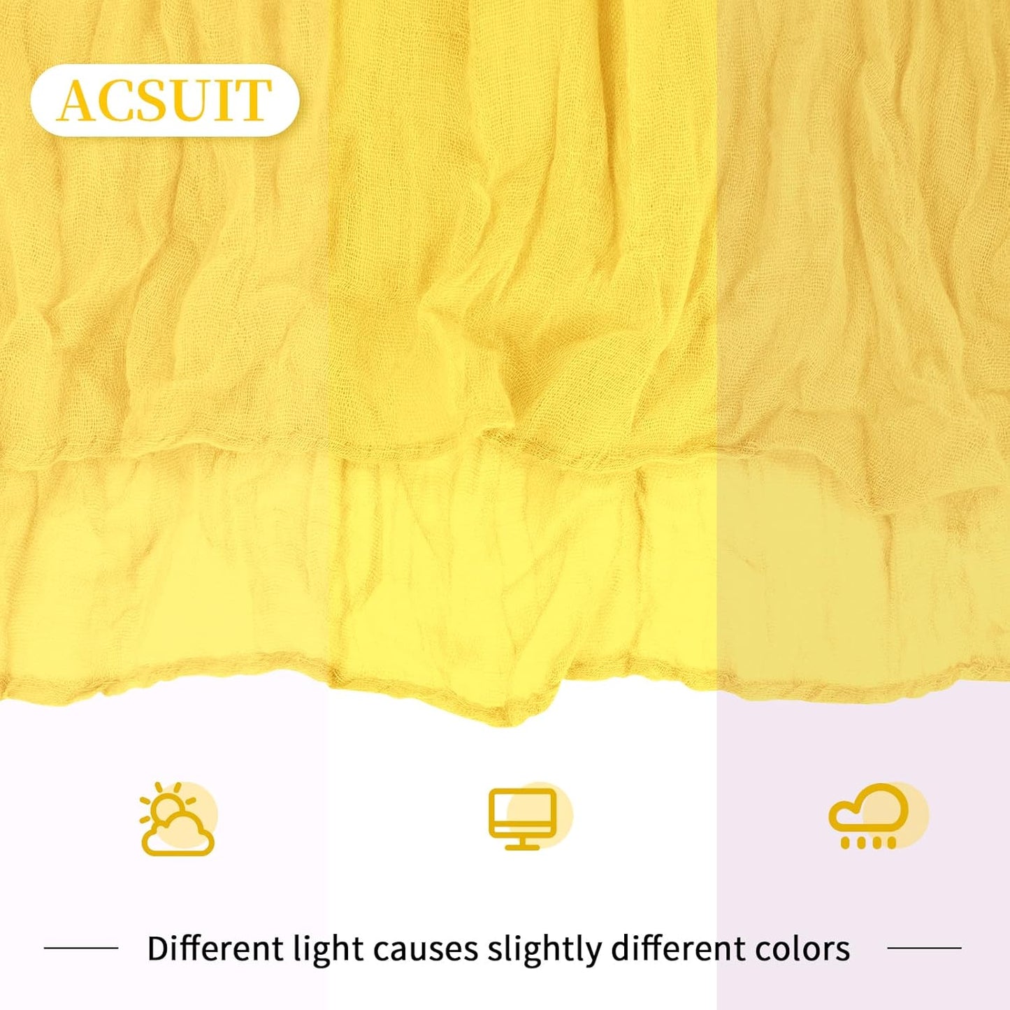 6 Pack Lemon Yellow Cheesecloth Table Runner 20 x 120 inch Gauze Table Runners 10 FT Long,Semi Sheer Boho Cheese Cloth Fabric Table Runner Bulk for Party,Wedding,Baby Shower,Bridal Shower Decoration