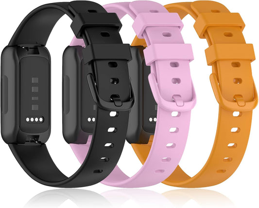 Bands Compatible with Fitbit Inspire 3 Smart Watch Band Replacement Wristband Strap Bracelet Silicone Accessory for Women Men S/L Size, 3 Pack