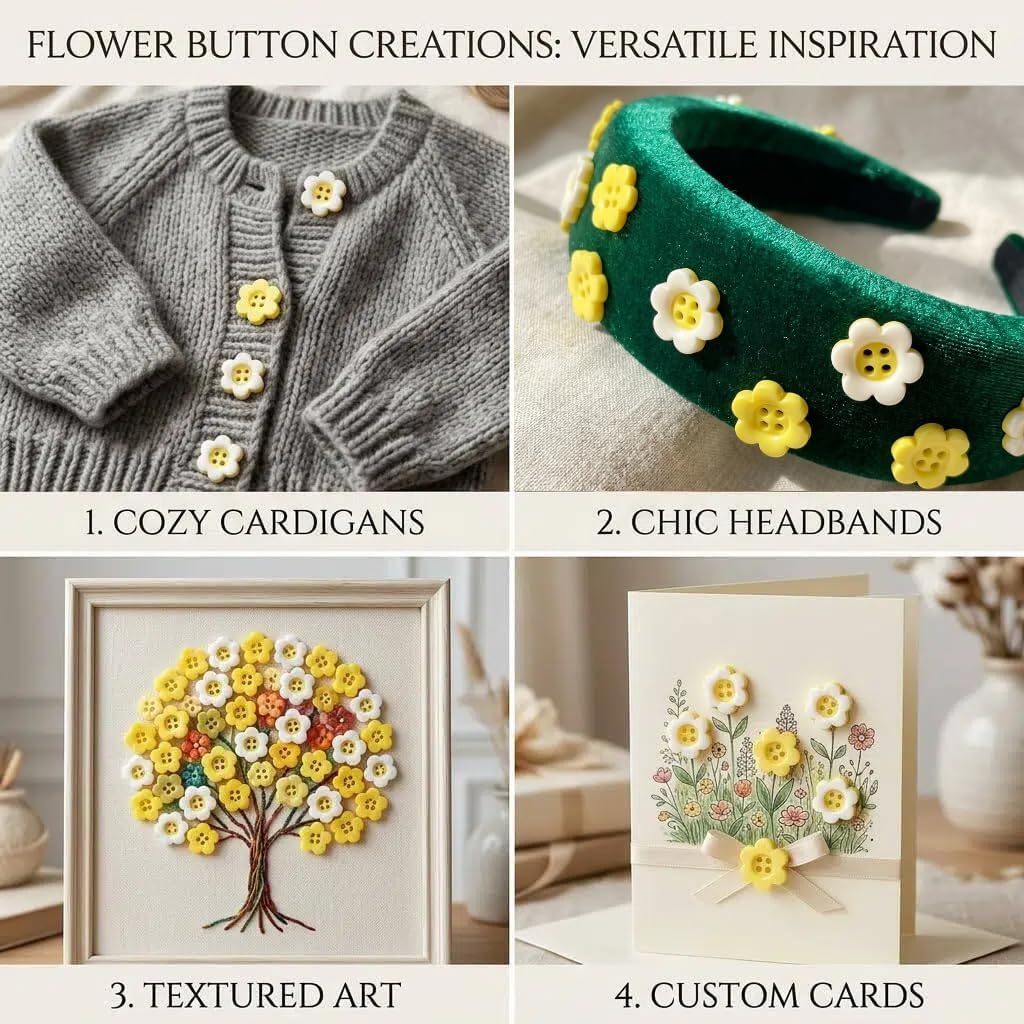 50 Pcs Cute Flower Resin Buttons 17mm Sunflower Sewing Accessories for Sweater, Jacket, DIY Crafts - Yellow Daisy Cute Decorative Buttons for Clothing & Scrapbooking (Light Yellow, 17mm)