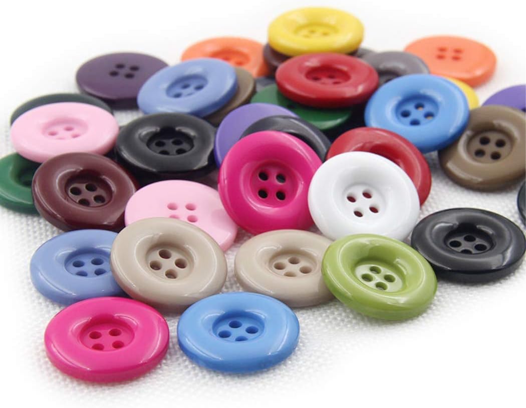 Multicolor Resin Buttons - Round 4 Holes, Various Sizes (Yellow, 38mm/1.5''-10Pcs)