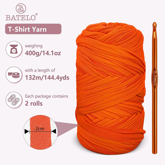 2 Pack T-Shirt Yarn for Bags/Basket/Coaster, Thick Yarn 400g/144yds High Elastic Polyester Fabric (Milk Yellow)