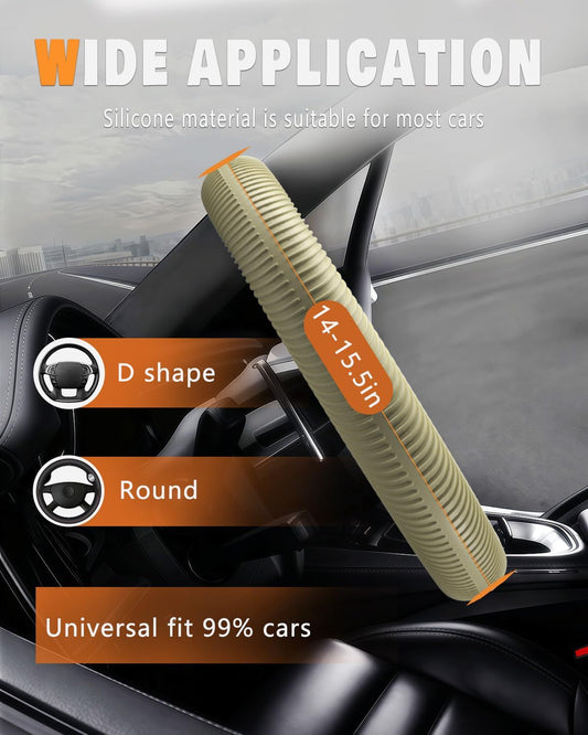 Car Steering Wheel Cover, Thin Anti-Skid Silicone,Light Yellow | Steering Wheel Cover for Men & Women, Universal Automotive Interior Accessories for Most Cars