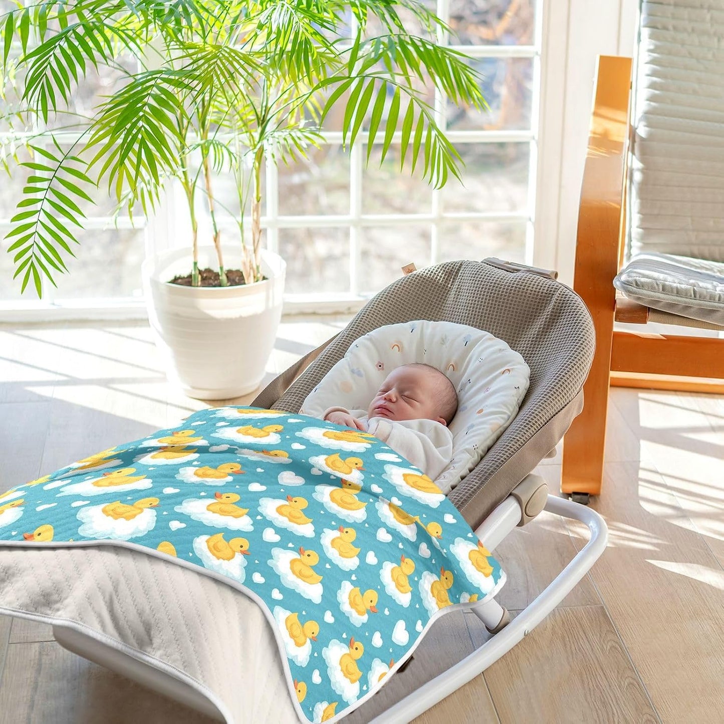 Toddler Blanket for Baby Boy or Girl Soft Multi Use Wrap Swaddle for Infant Toddler 30X40in Cute Yellow Ducks Floating on Clouds