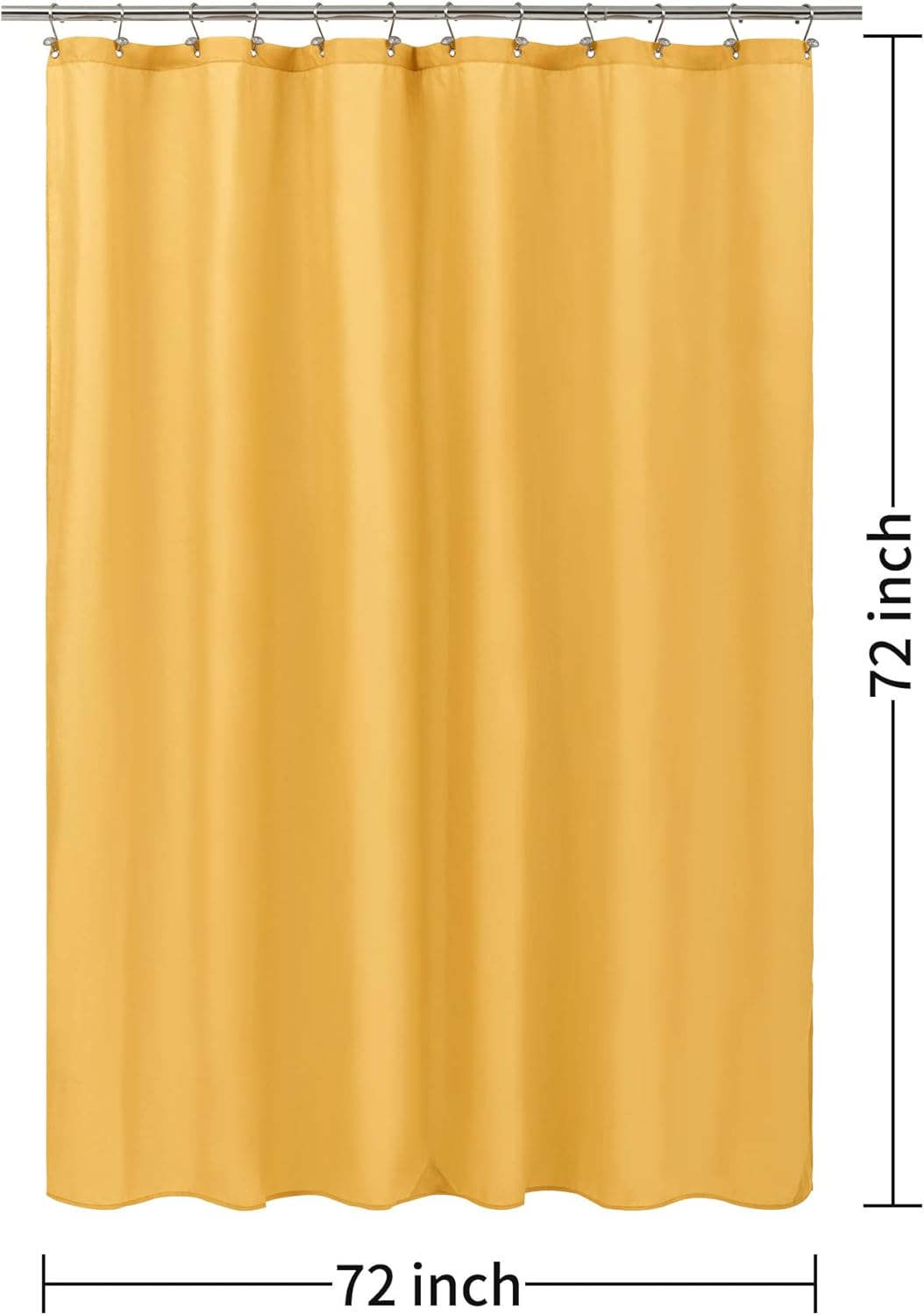 Yellow Shower Curtain or Liner with 3 Magnets - Soft Hotel Quality Fabric Shower Curtain for Bathroom, Light-Weight & Machine Washable - Standard Size 72x72, Mustard Yellow