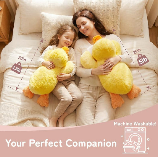 Weighted Stuffed Animals, 20 in 3.3 lbs, Duck Plush Pillow | Heavy sensory lap pad, lying body pillow for sleeping, machine wash, huggable gift for kids and adults