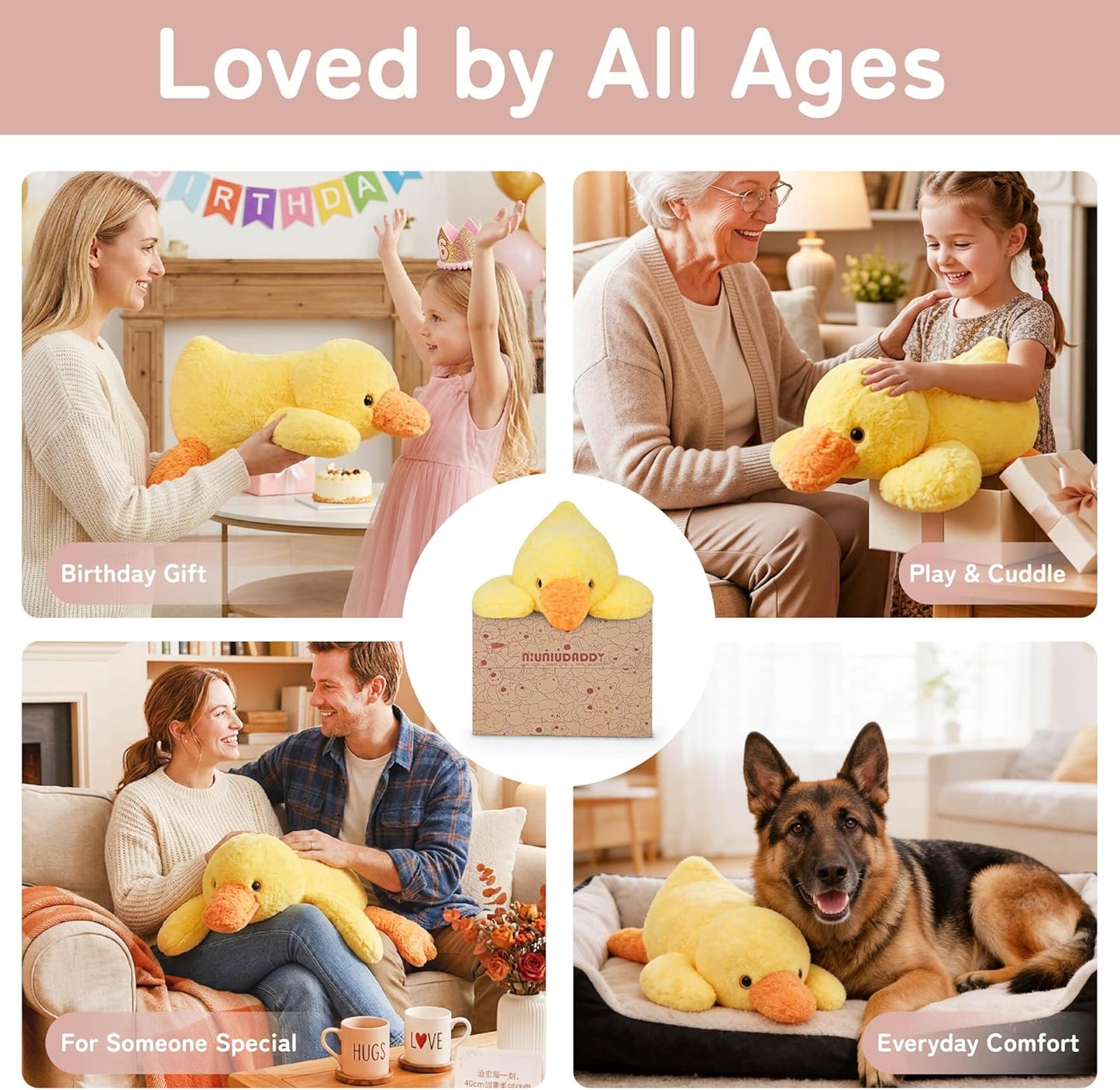 Weighted Stuffed Animals, 20 in 3.3 lbs, Duck Plush Pillow | Heavy sensory lap pad, lying body pillow for sleeping, machine wash, huggable gift for kids and adults