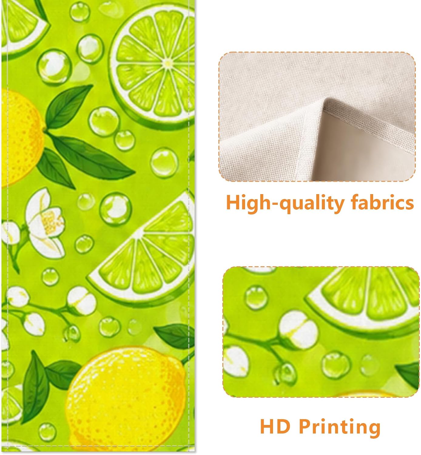 Lemon Lime Table Runner, Vibrant Citrus Floral Kitchen Dining Decor for Spring Summer Family Gatherings 13x72 Inch