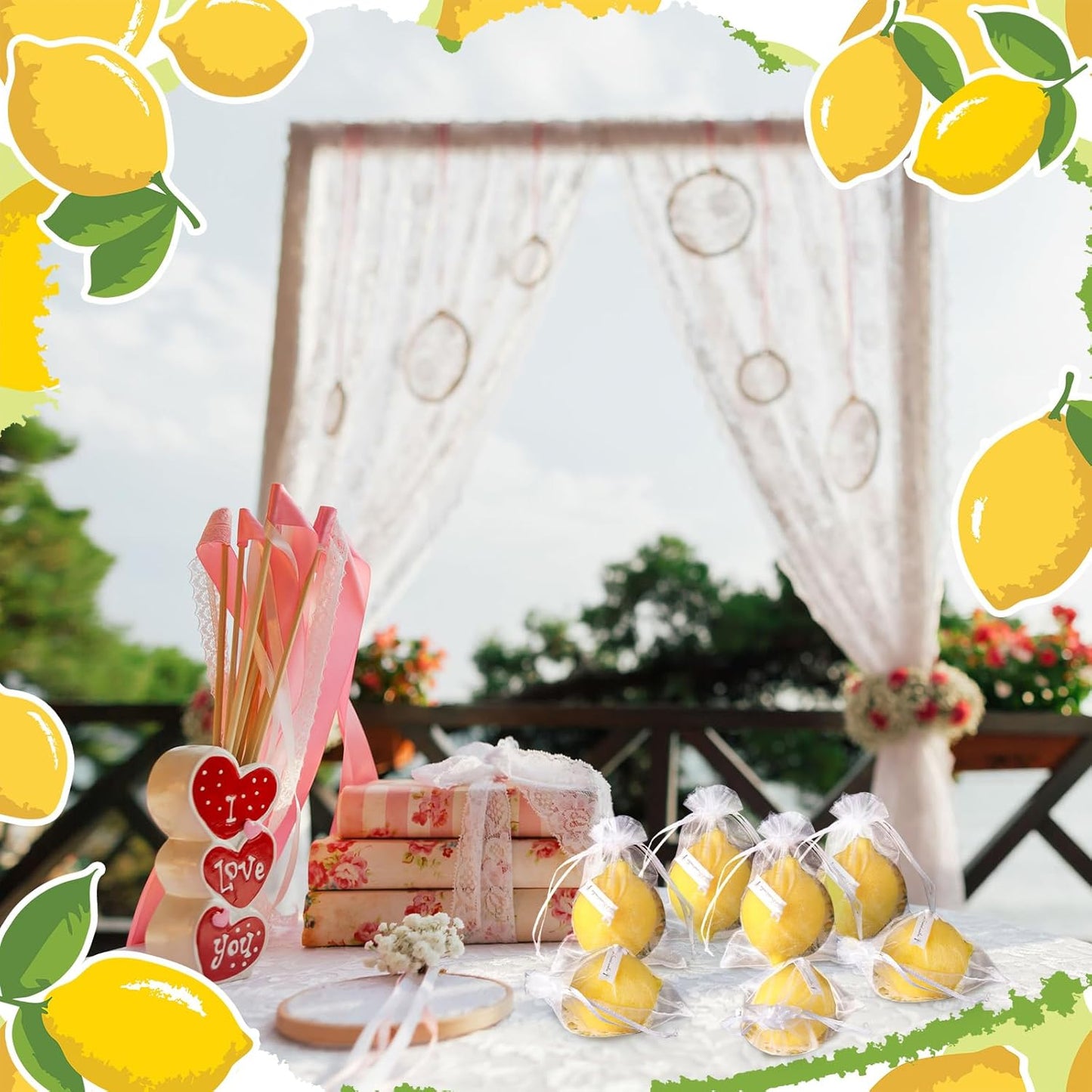 60 Pcs Lemon Baby Shower Favors Includes Fruit Aroma Soy Wax Candle Thank You Cards Lemon Theme Gifts Organza Bags for Weddings Bridal Shower Favors Party Decorations