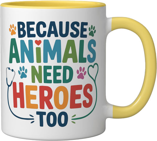 Veterinary Surgeon Veterinarian Pet Animal Care Ceramic Mug, Yellow/White, 11oz