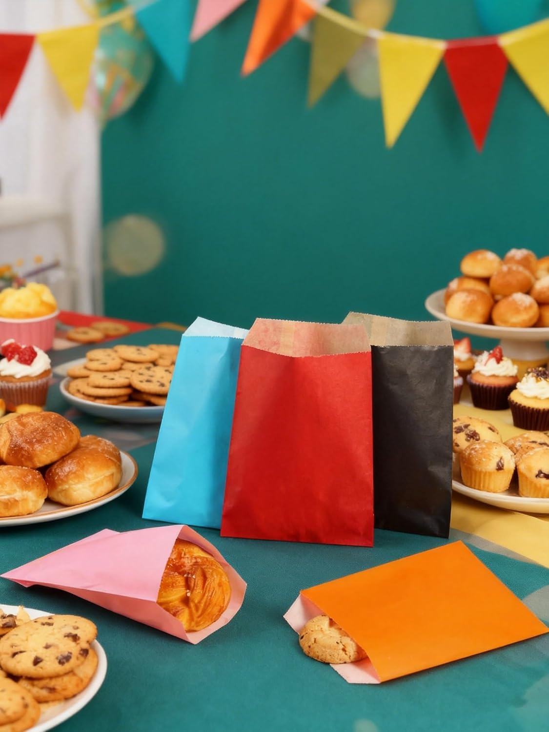 Yellow Paper Treat Bags 6 x 4 Yellow Paper Candy Bags for Candy Buffet (100 CT, 6 x 4 IN)