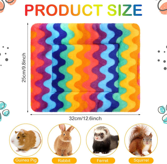 Haull 4 Pcs Waterproof Guinea Pig Bedding Soft Dog Cat Bed Crate Mat Small Animal Plush Cage Liners Rabbit Bunny Kennel Pad Reversible Cozy Pee Thickened Hamster Pad(Tie Dyed,13 x 18.5 Inch)