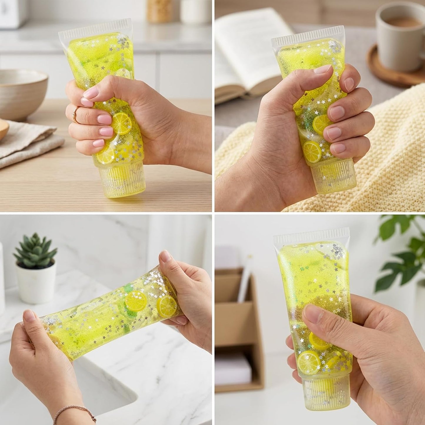 Toothpaste Squishy, Desk Companion Item, Portable Item for Daily Use, Vibrant Lemon Yellow Design, One Count