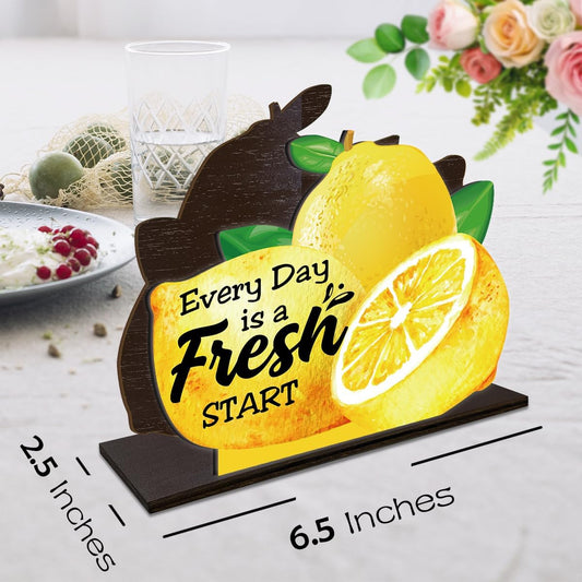 Lemon Wooden Napkin Holder, Every Day Fresh Start Yellow Lemon Tissue Dispenser, Farmhouse Summer Lemons Decor for Kitchen Dining Room Table Coffee Station Home