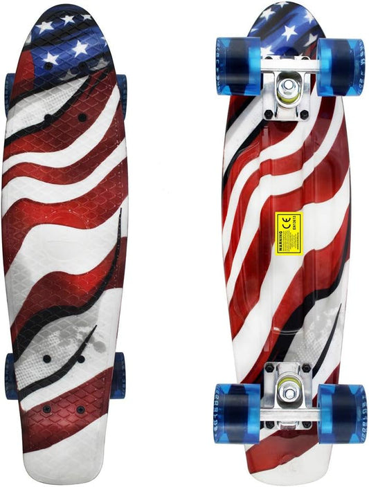 Skateboards Complete 22 Inch Mini Cruiser Retro | Kids, Boys, Youths, Beginners