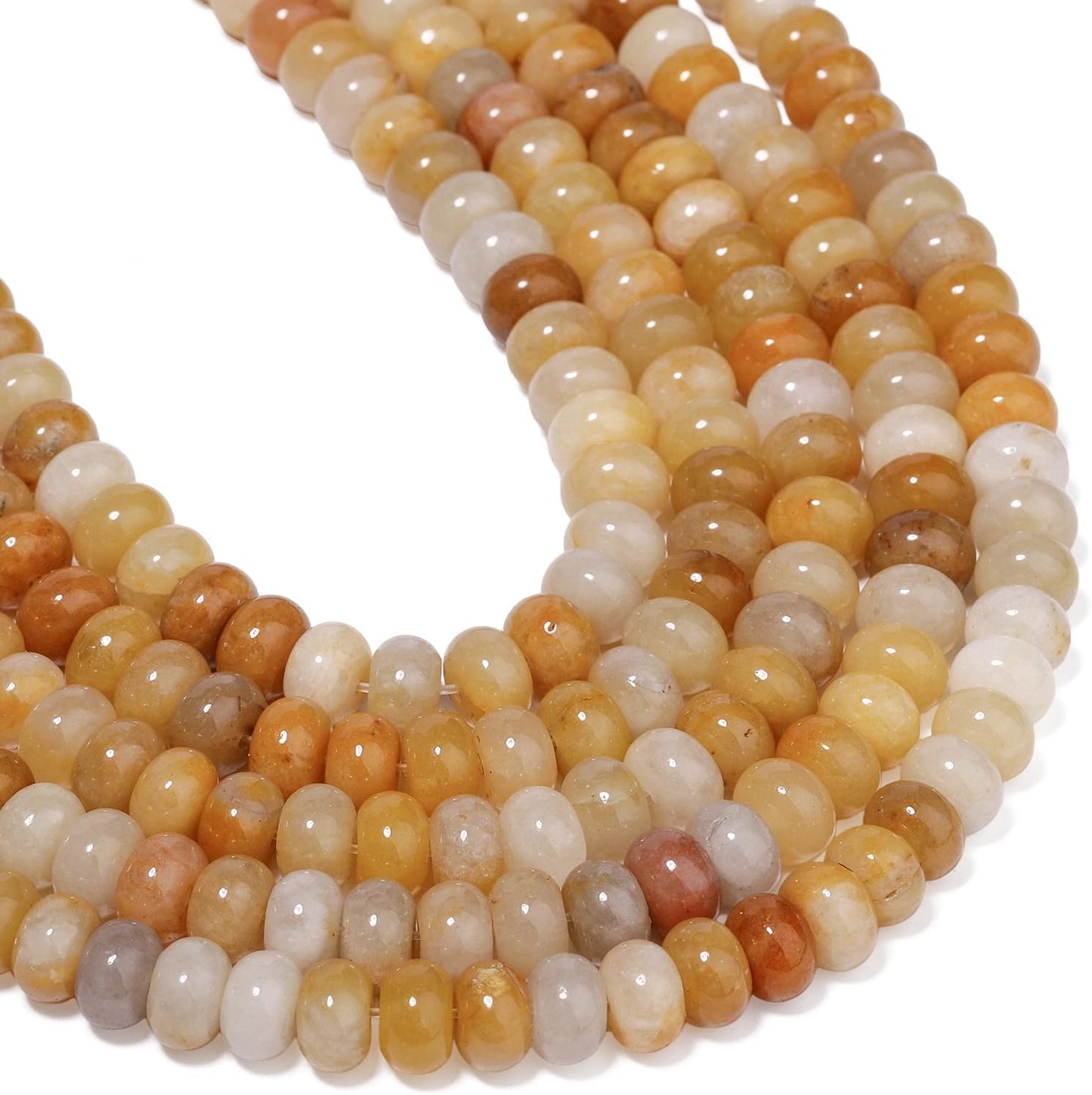 5x8mm Natural Green Lemon Jade Stone Rondelle Beads, 75PCS Spacer Round Loose Abacus Beads for Jewelry Making, Gemstone for Bracelet Necklace Earrings, Arts and Crafts - Colors A