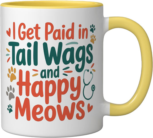 Veterinary Assistant Veterinarian Pet Animal Care Ceramic Mug, Yellow/White, 11oz