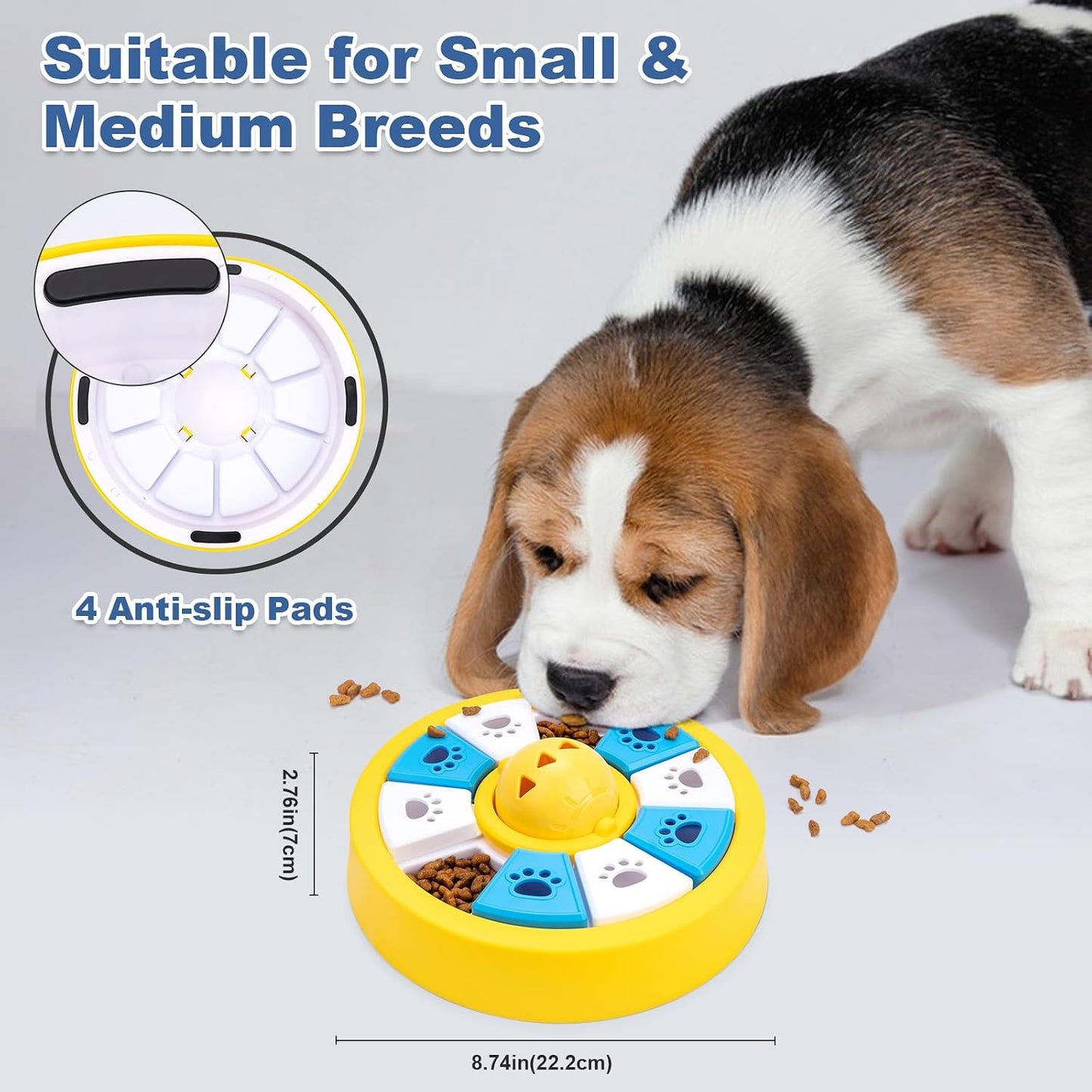 Interactive Dogs Toys for Slow Feeder, Pets Puzzle Feeders for Food Dispenser, Cat Treat Puzzle Feeder for Medium Small Dogs Cats IQ Training Reducing Boredom Intelligence Improving (Yellow)