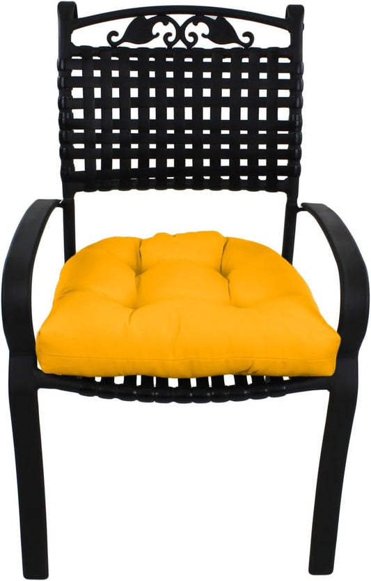 TRP Indoor Outdoor All Weather Reversible Deep Seat 20" X 20" Patio Chair Cushions | Square Tufted Rounded Back Ample Cushioned Loft Lemon Yellow Color | Bistro Dining Stain UV Fade Water Proof