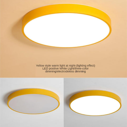 LED Ceiling Light Fixture,12 Inch Modern Round Recessed Ceiling Lights, Dimmable Light,Yellow 18W Close to Ceiling Lighting Flush Mount Living Room Bedroom,3000K-6000K