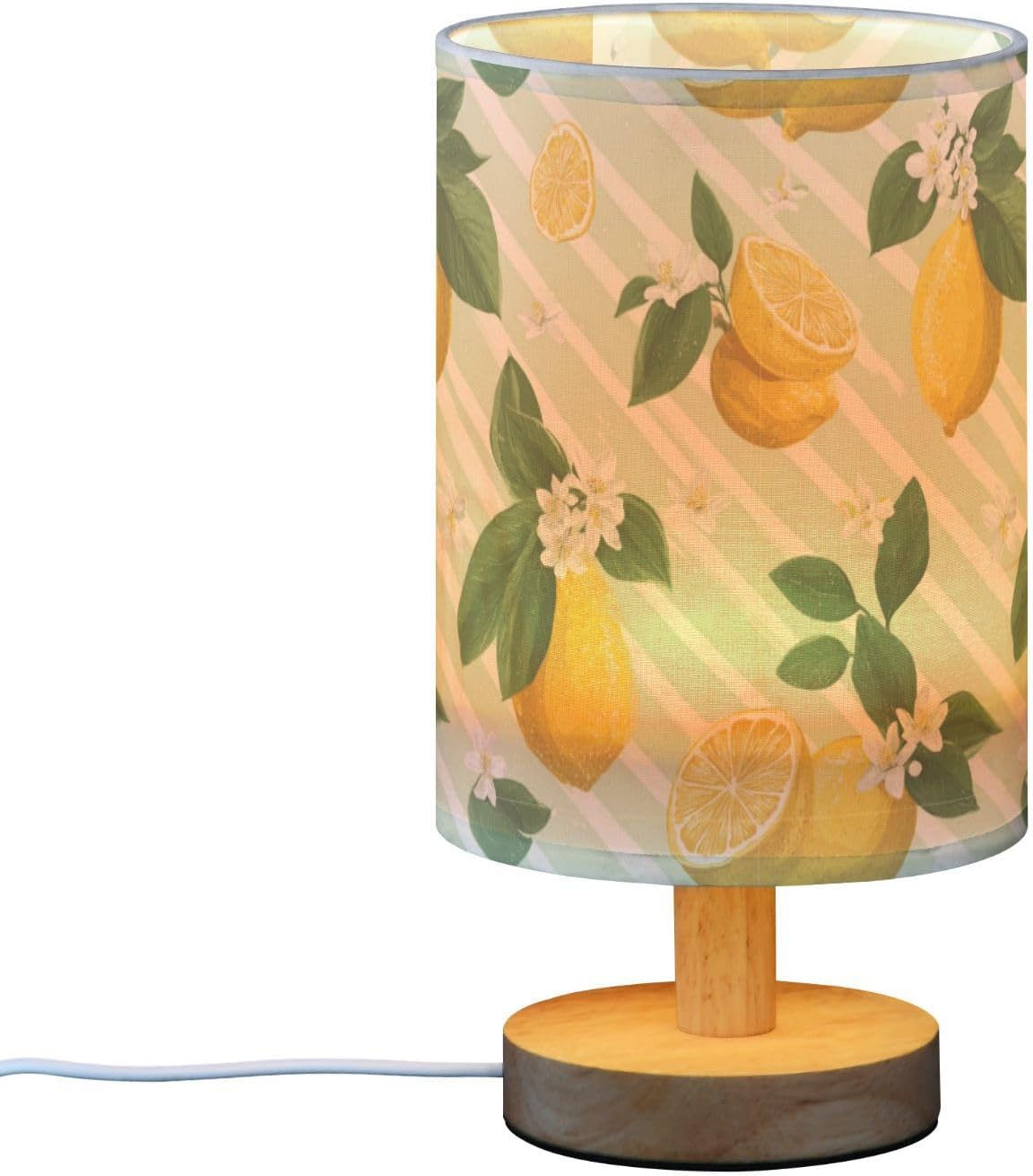 Bedside Table Lamp Lemon Yellow Citrus Fruits (89) Kids Nightstand Lamp Night Light Fabric Shade for Bedroom Living Room Home Office