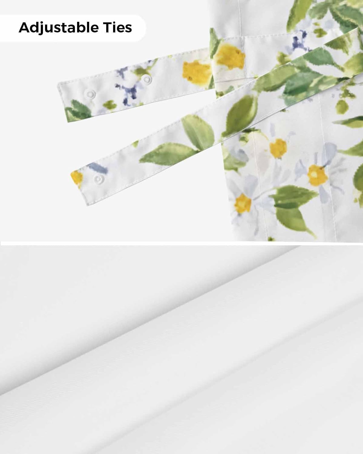 Summer Lemon Tie Up Valance for Window, Watercolor Yellow Spring Floral Botanical Adjustable Balloon Window Shade Valance Curtain for Kitchen Cafe Bathroom Window Treatment Panel 54''x18''