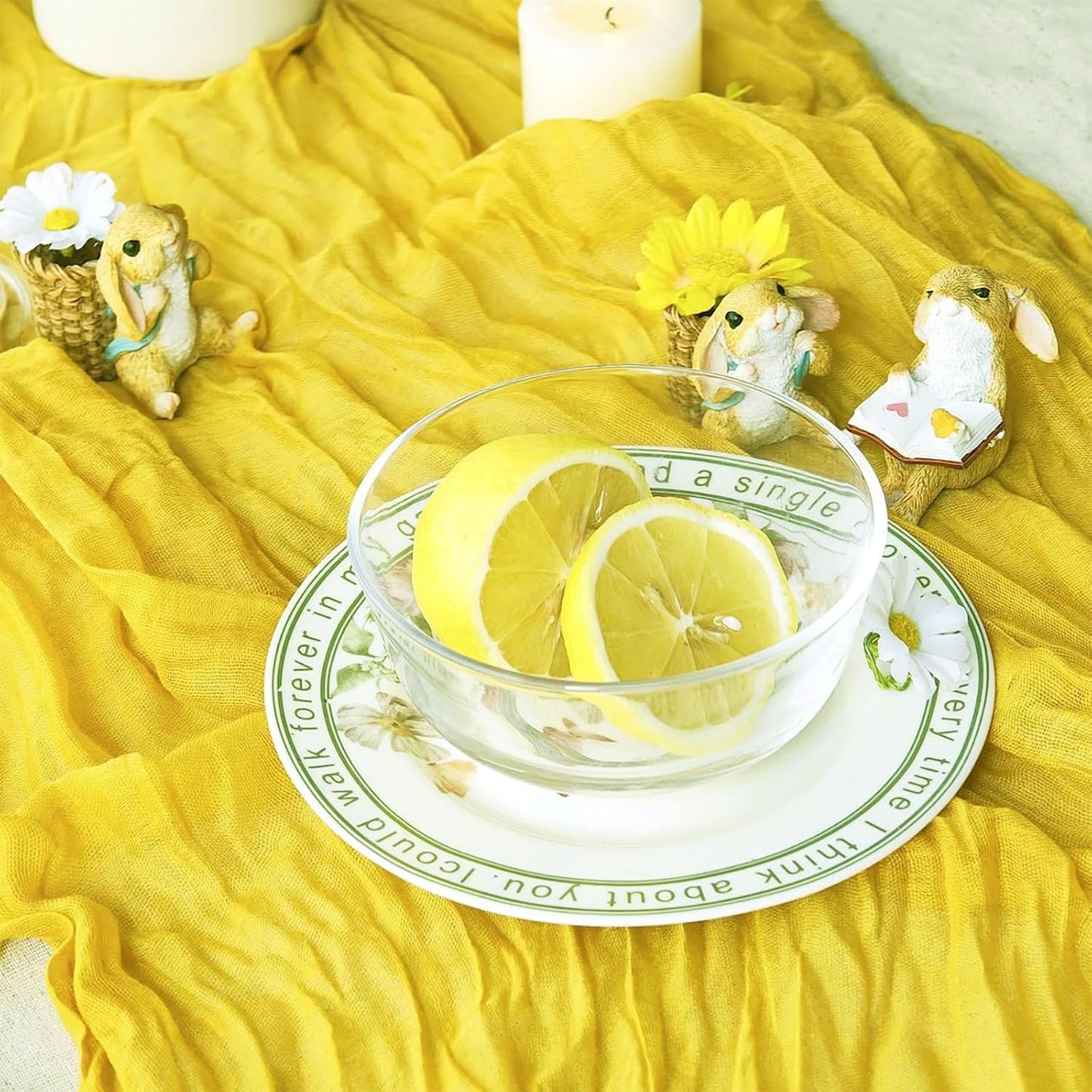 10Pack Yellow Cheesecloth Table Runner Sheer Cheese Cloth Table Runners | Gauze Yellow Table Runner for Wedding Party Baby Shower Home Decor