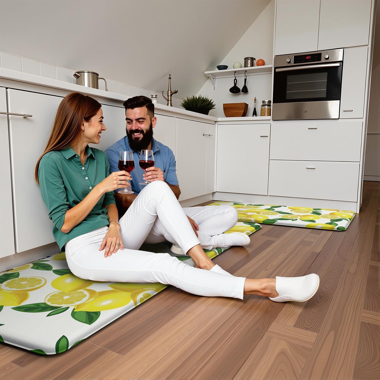 Lemon Kitchen Mats for Floor Anti Fatigue Mats for Kitchen Floor Cushioned Non Skid Washable Memory Foam Kitchen Rug and Mats for Bedroom Office Sink Laundry
