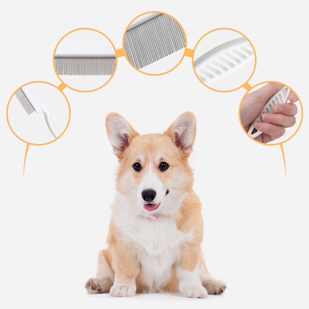 Multifunctional Pet Hair Comb Tear Stain Removal, 2023 New Magic Pets Grooming Comb Kit for Small Dogs Puppies, 2 in 1 Dog Combs Tooth Stainless Grooming Massage Dual-Sided Comb (Yellow)
