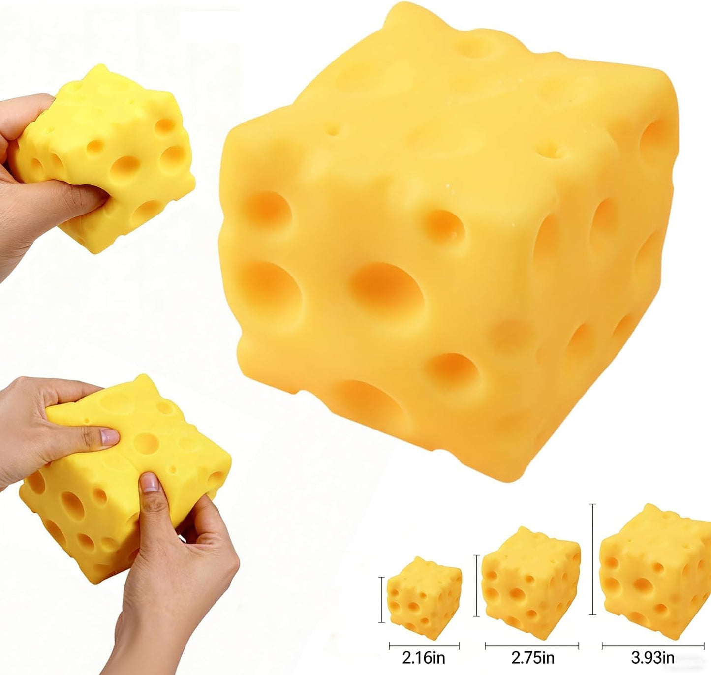 Yellow Cheese Squishy Slow Rising, Squishy Squeeze Cheese Block, Soft Novelty Toy, Stress Balls for Adults Rebounding Sensory Squishys Cheese (2.75in)