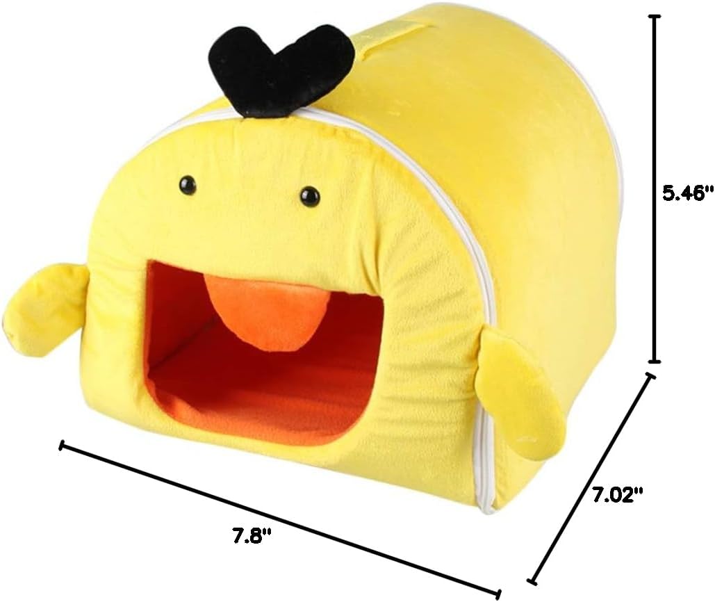 POPETPOP Warm Yellow Pet Nest for Hamsters and Squirrels Removable and Washable Bed for Animals Cozy Sleeping Mat for Cold Weather