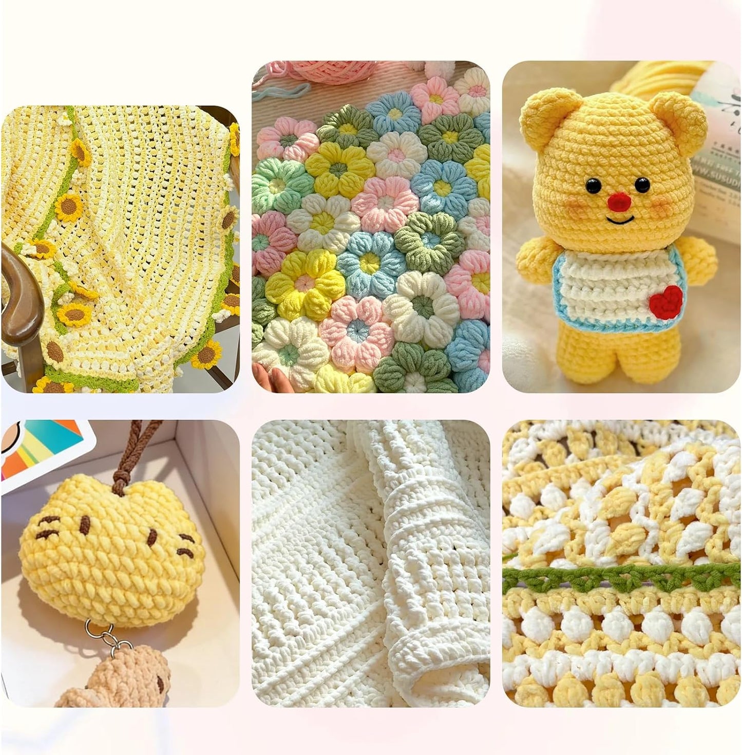 Skinny Chenille Yarn for Crocheting - 4 Pack of 100g/317yds - Soft Velvet Fluffy Plush Yarn for Amigurumi & Blanket, Knitting Yarn, #2 Sport Weight Fine Crochet Yarn (4, Golden Yellow)