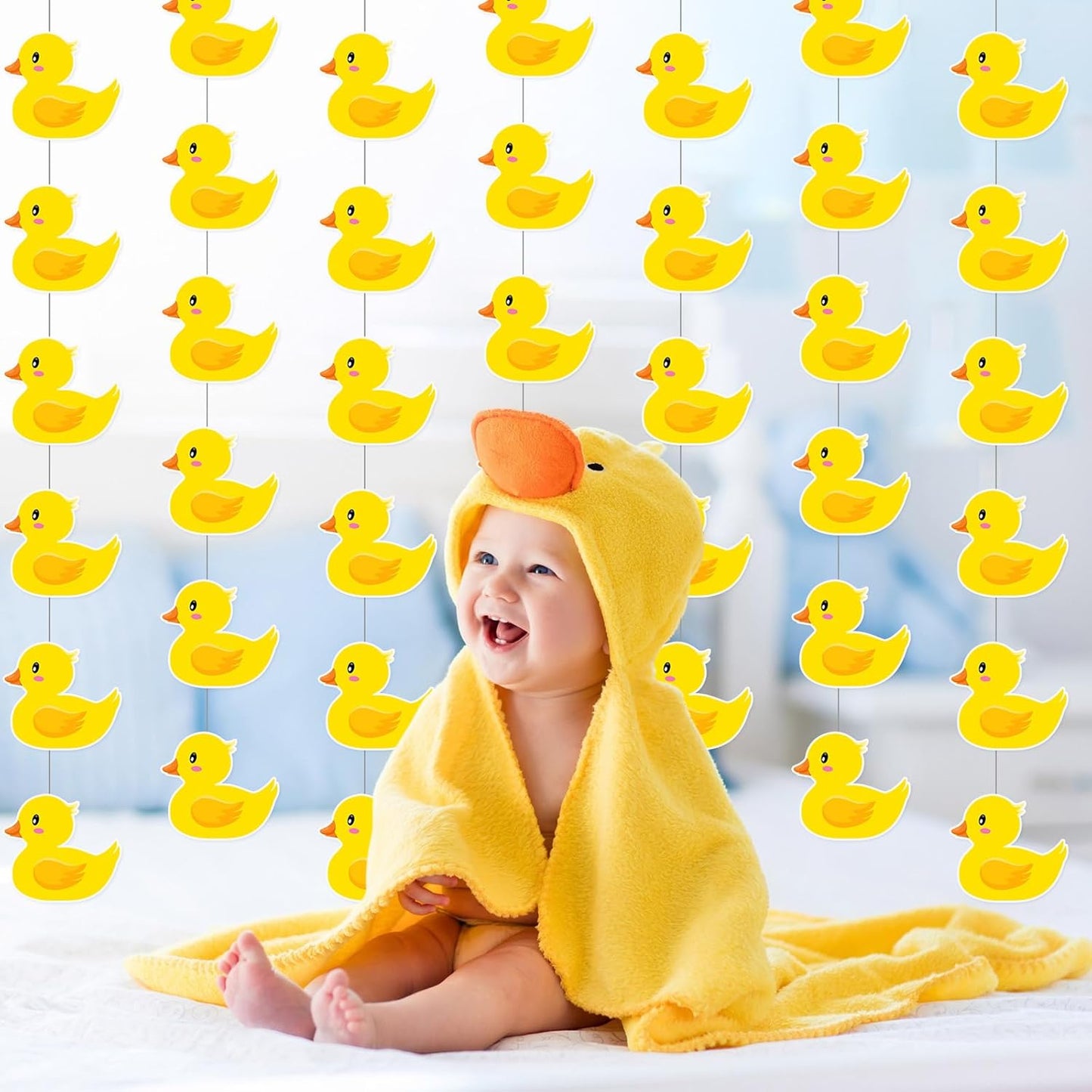 8 Pcs Duck Hanging Decoration Duck Garland Banner Cute Yellow Banner for Birthday Party Baby Showers Decoration Supplies Photo Booth Props