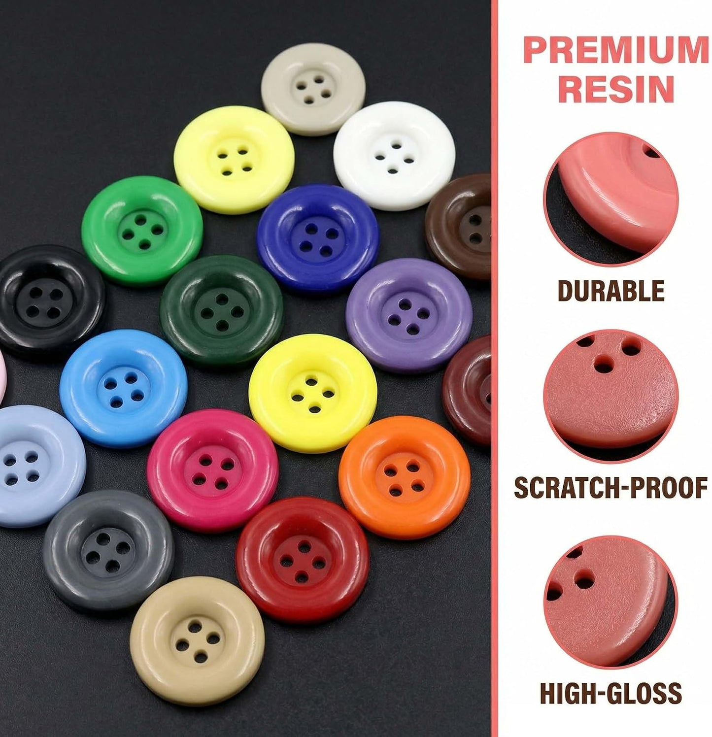 10pcs 1 Inch 25mm Round 4-Hole Resin Sewing Craft Buttons for DIY Tailoring, Clothing Coats, Scrapbooking, Bulk Environmental Fasteners Yellow