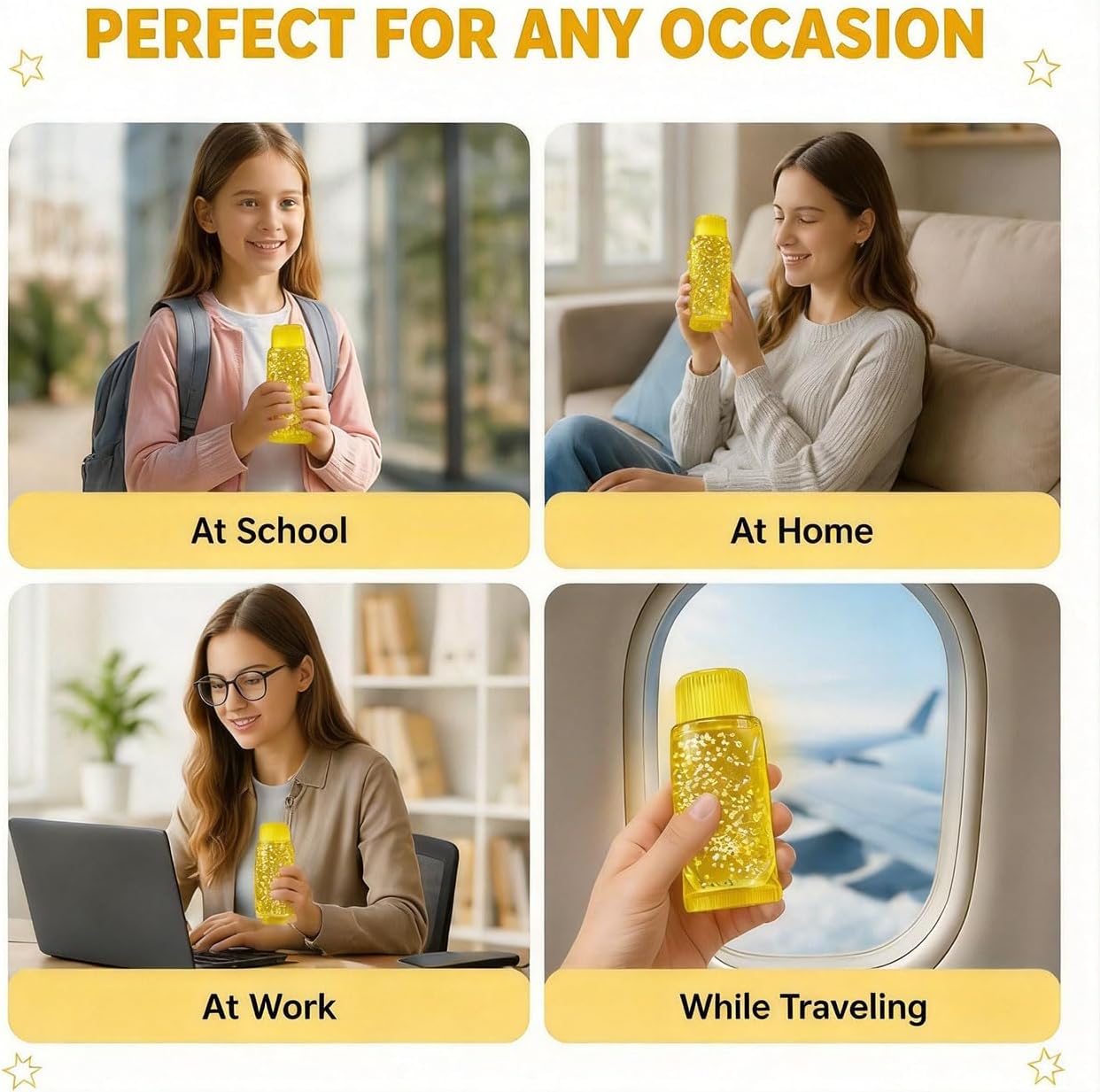 Squishy Glossy Toothpaste 5.2 Inch Toy Sparkling Soft Rubber Stress Relief Cute Maltose Squeeze Toy Anxiety Fidget Party Gift for Teens Adults (Yellow)