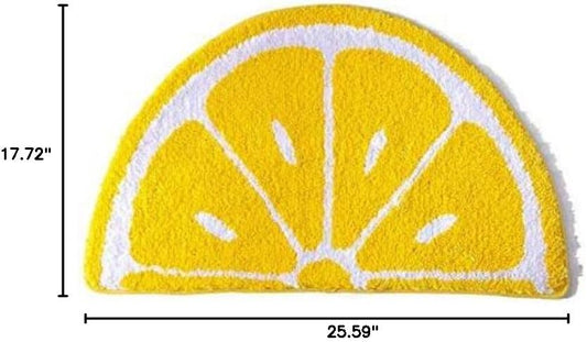 Lemon Bathroom Rug Yellow Semi-Circle Non-Slip Water-Absorbent Lemon Bath Mat Bedroom Bathtub Shower Room Mat,Kitchen Kid Room Decor