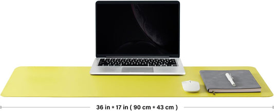 Leather Desk Mat - Non-Slip PU Pad for Office and Home Organization Accessories Ideal Large Mouse Mats on Top of Desks (Lemon Yellow,36''x 17'') (DPD-LY-L)