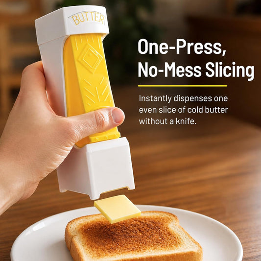 One Press Butter Cutter Slicer for 4 oz East Coast Sticks, Yellow | Stainless steel blade; fits sticks up to 4.8 x 1.3 x 1.3 in; hand wash only; not for 1.5 in West Coast sticks